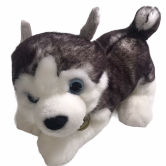 Aurora Miyoni Tots Siberian Husky Puppy Plush 10" Soft Toy Realistic EUC Collar - Picture 2 of 7